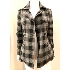 Vintage Gray Plaid 90s Grunge/punk LS fitted jacket,S